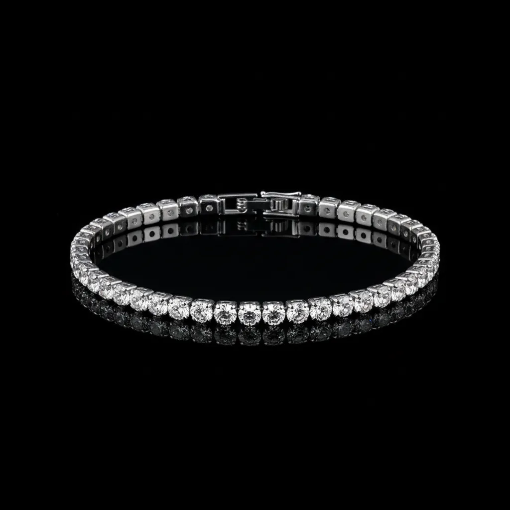 JiStones 4mm Classic Tennis Bracelet - S925 Sterling Silver & Brilliant Zirconia