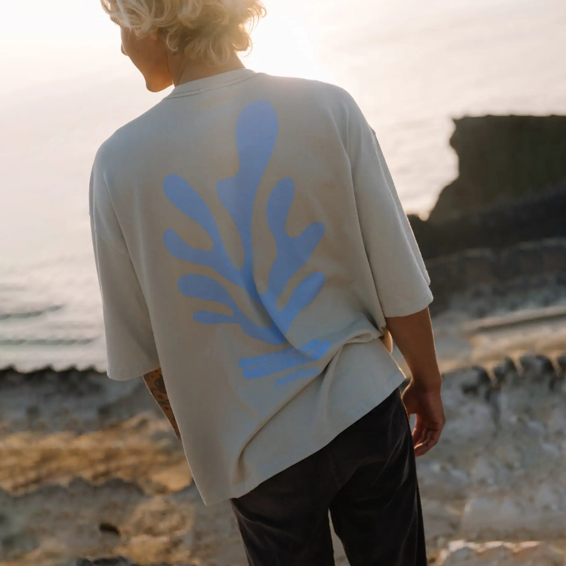 thesupersurf Cotton Blend Black T-Shirt with Embroidered 'Eat Waves' Noodle Design
