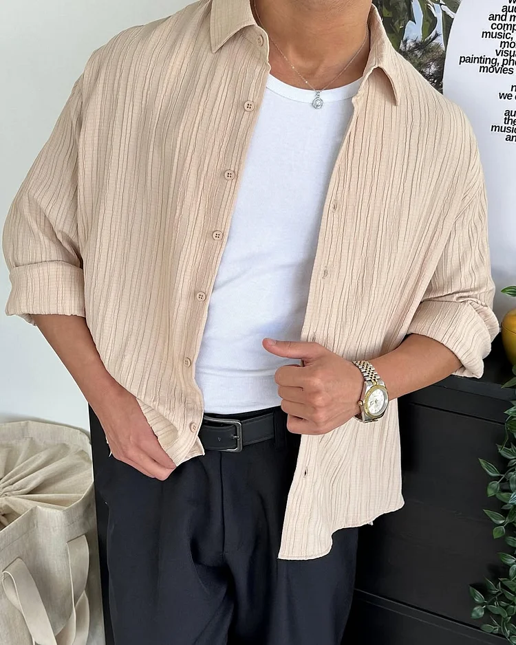 Men's Textured Long Sleeve Shirt
