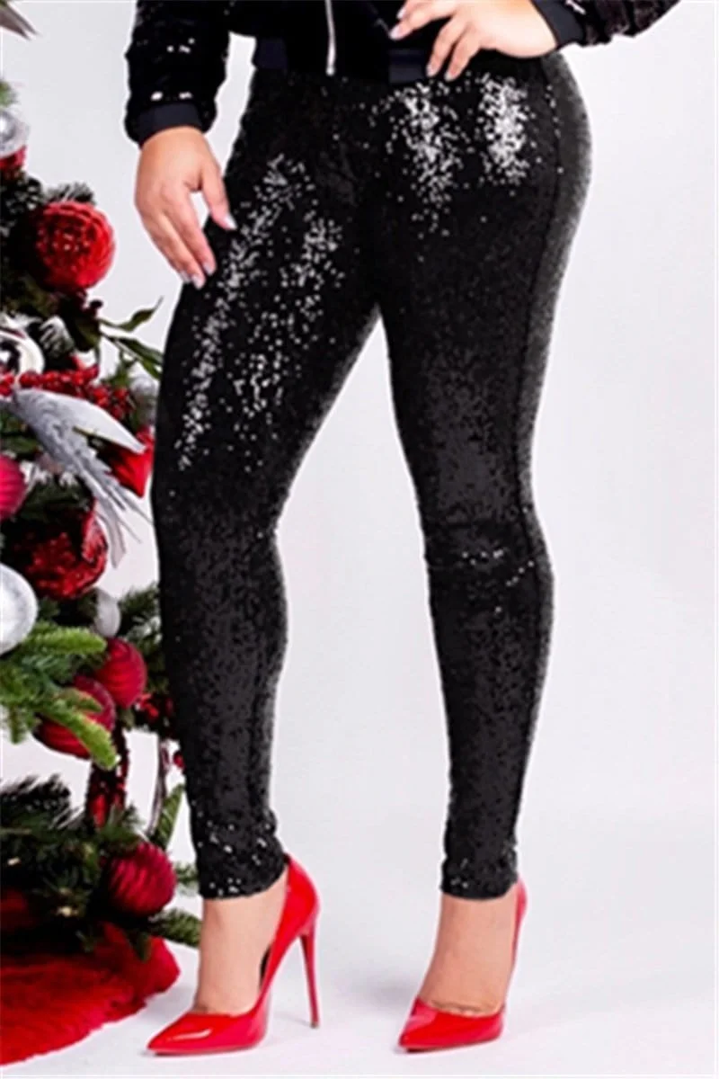 Fashion Slim Sequins With Lining Trousers(🔥ships within 24 hours)