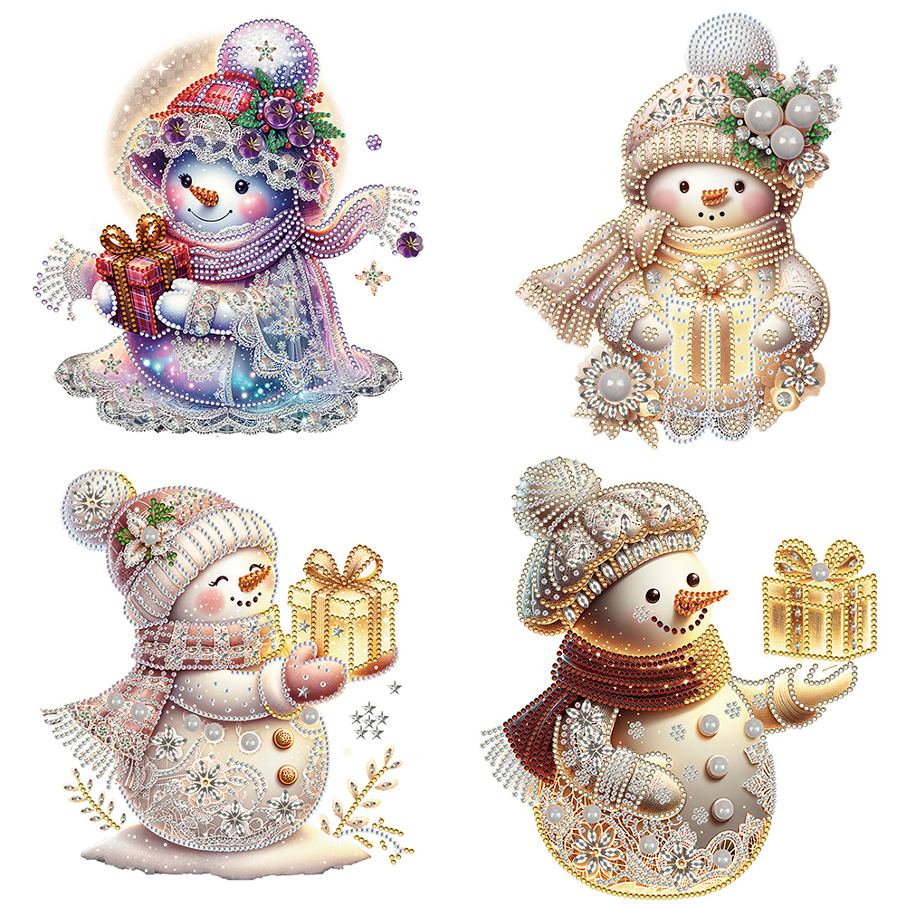 Christmas Snowman-Partial AB Round Diamond Painting-30*30CM