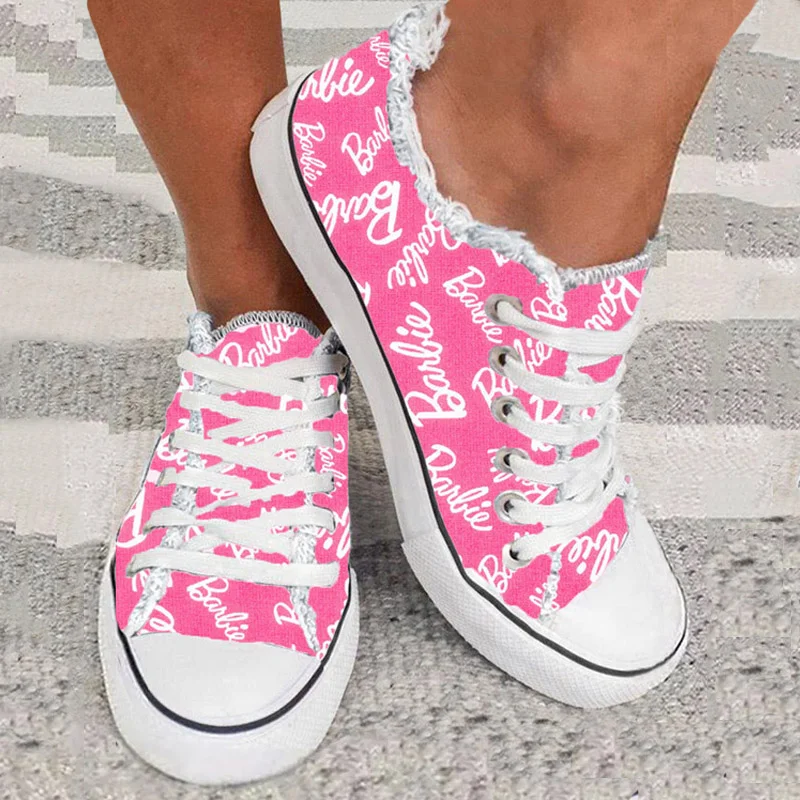 Barbie Casual printed low-top canvas shoes unisex
