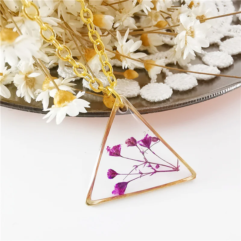 Triangle Floral Resin Necklace