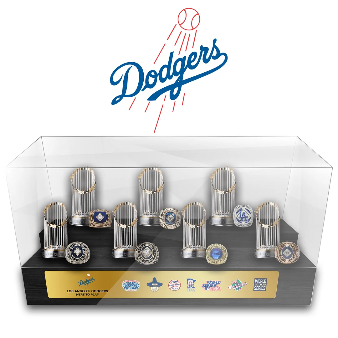 Los Angeles Dodgers MLB World Series Championship Trophy And Ring Display Case