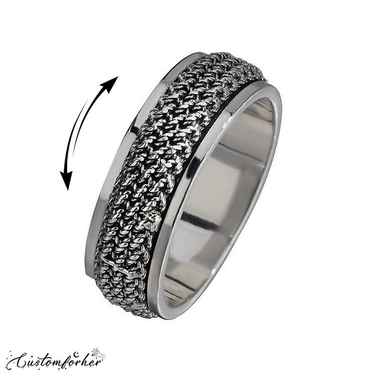 S925 Sterling Silver Rotatable Twist Ring