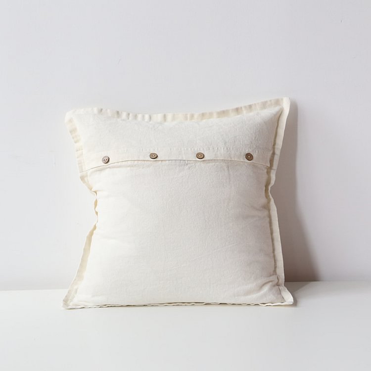 White 100% Flax Linen Pillowcases With Shell Button -ChouChouHome