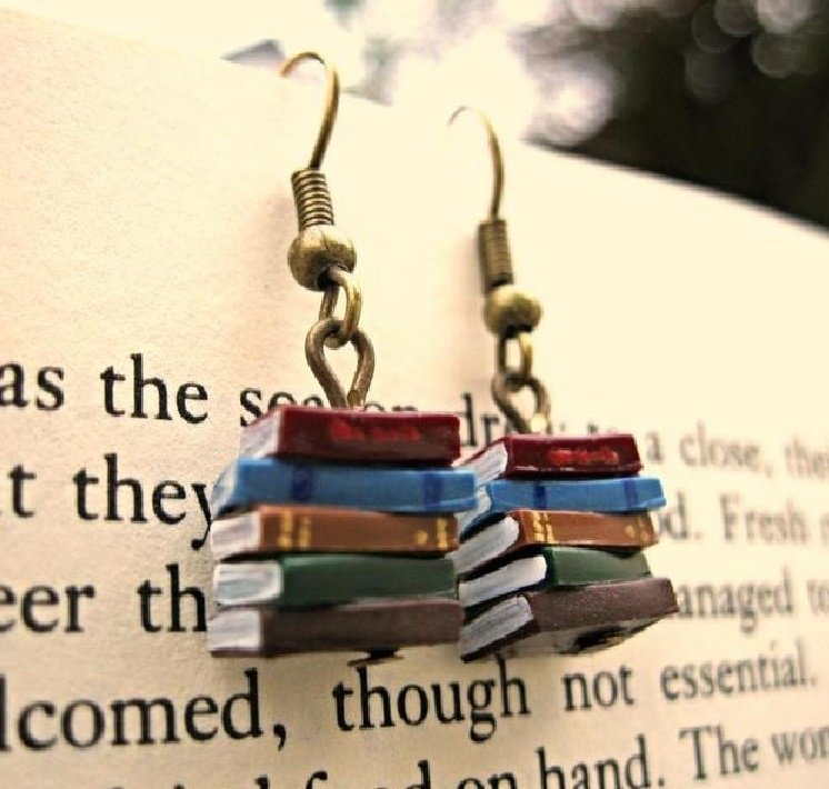 Retro Library Pile Of Books Earrings