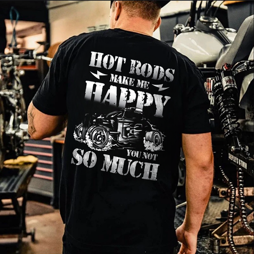 Hot Rods Make Me Happy So Much Printed Men's T-shirt - Devcarry
