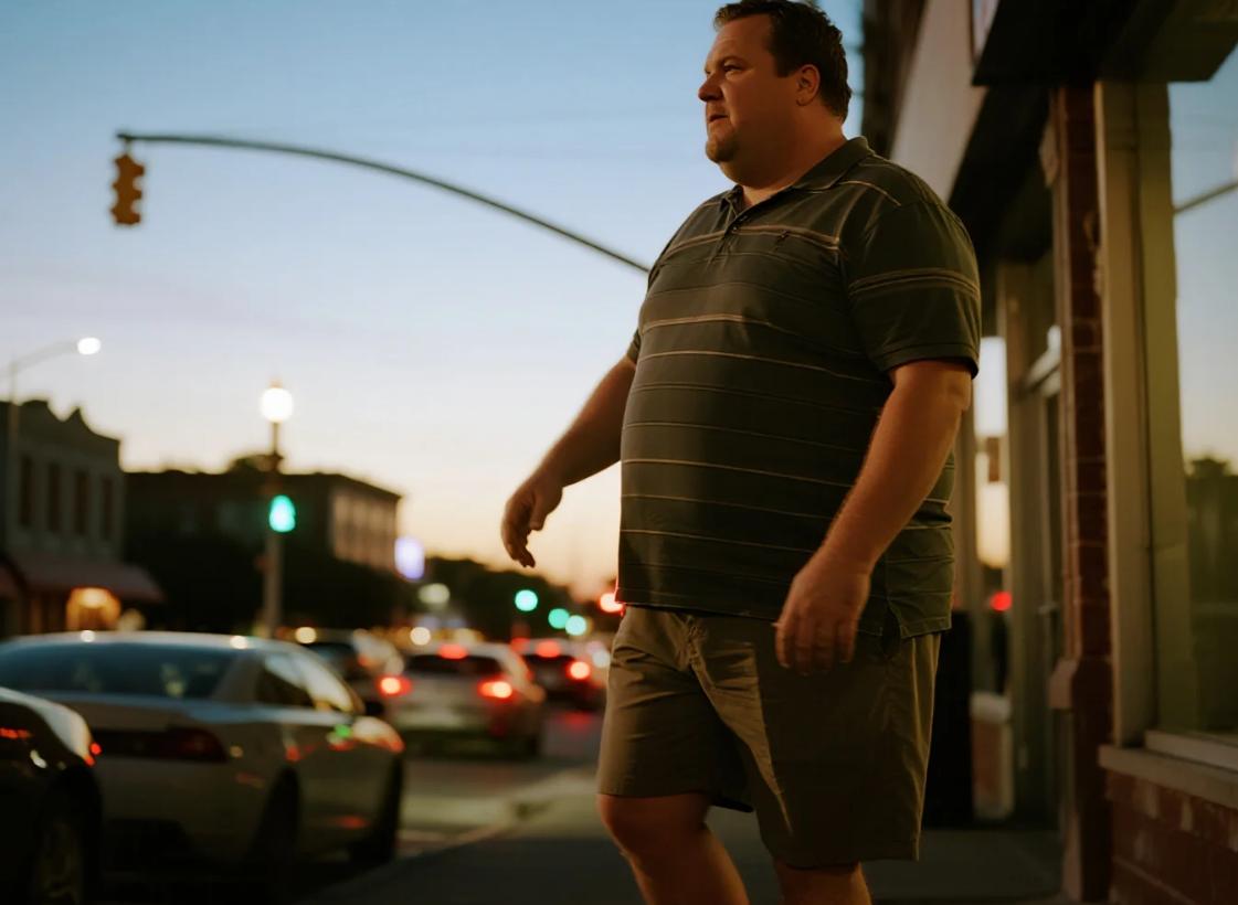 casual look with gym shorts for big guys