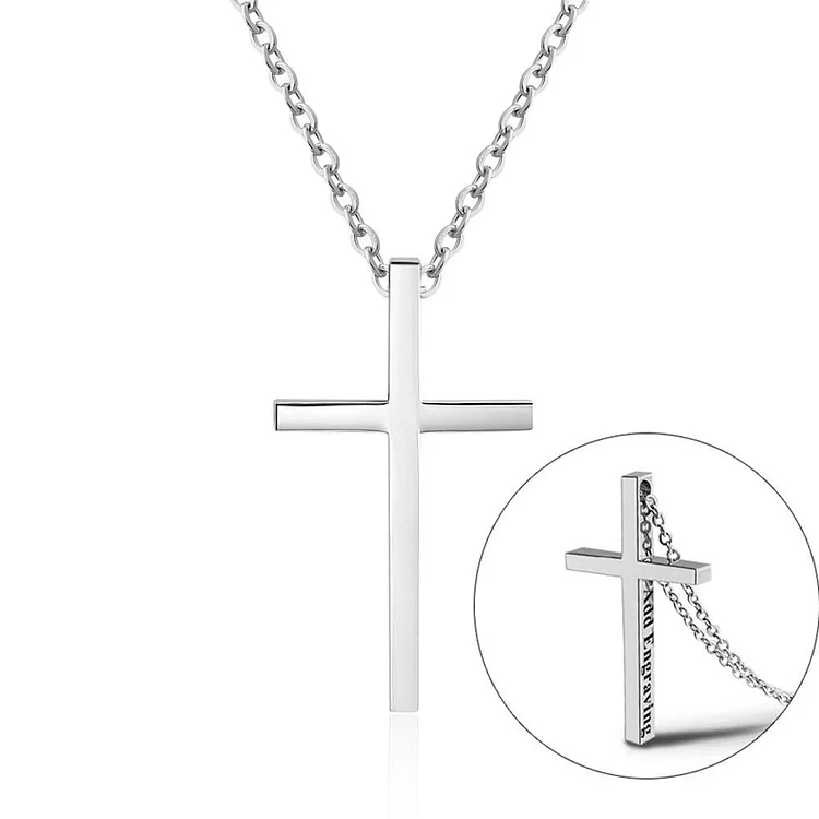 First Communion Cross Pendant Necklace For Women Men Engraved Name Personalized Necklace