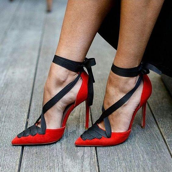 VCSHOES Straps Bow Pointed Toe Lace-up Low Cut Stiletto High Heels