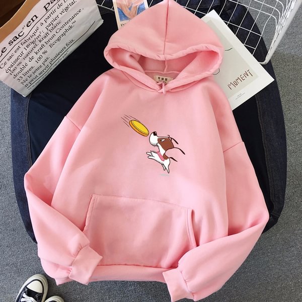 Women Hooded Sweatshirt Girls Dog Catching Gold Coins Printed Kpop Cute Casual Hoodies Long Sleeve Spring Winter Loose Unisex: XS to 3XL - Chicaggo