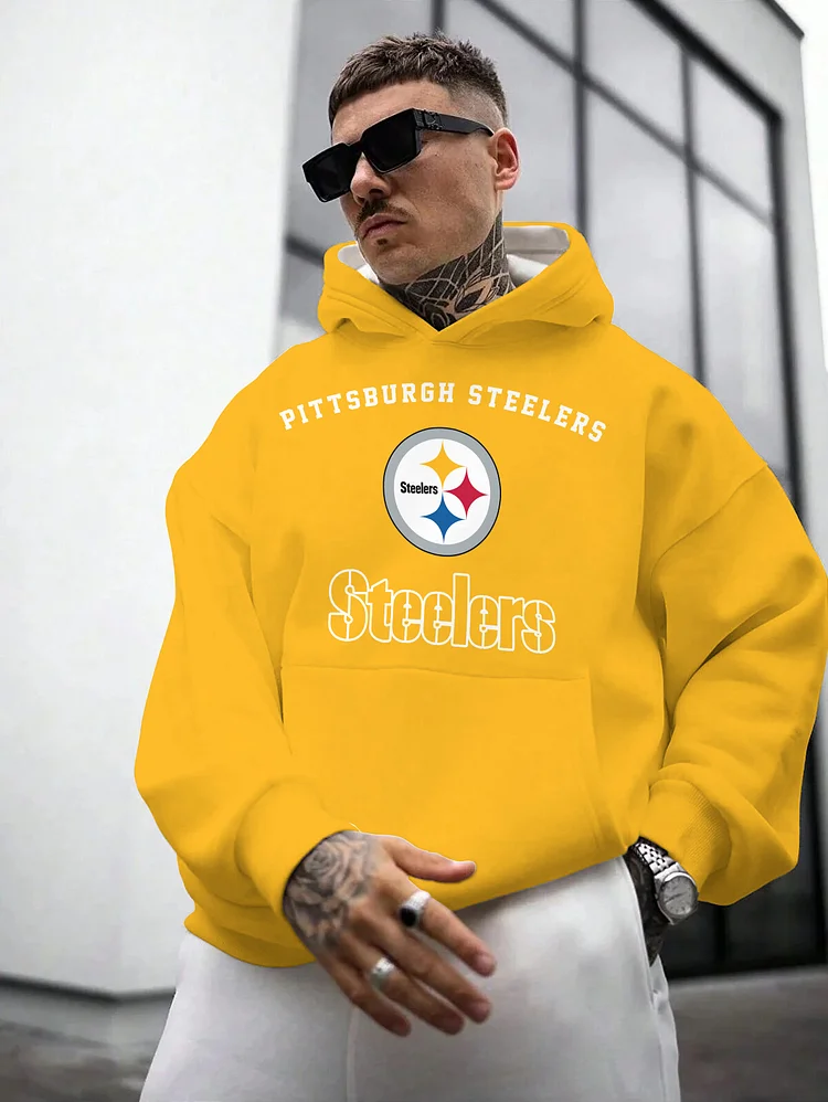 Pittsburgh Steelers Printed Hooded Pocket Pullover Hoodie