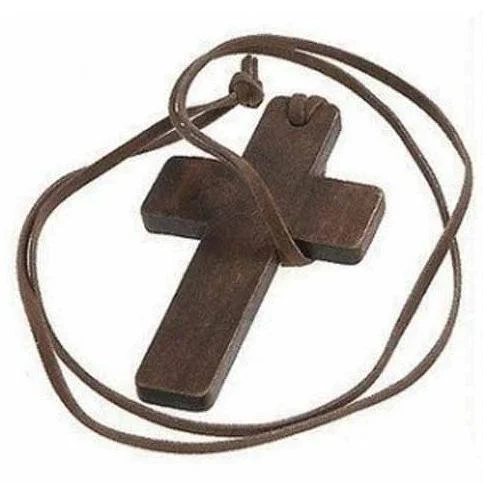 Vintage Wood Cross Necklace