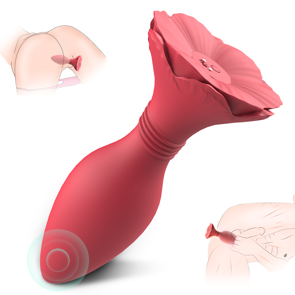 Rose Anal Plug Vibrator For Women And Men Vibrating Butt Plug With Remote Control