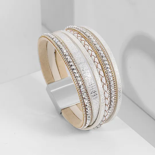 Bohemian bracelet hand-woven leather bracelet alloy magnetic buckle ladies fashion bracelet