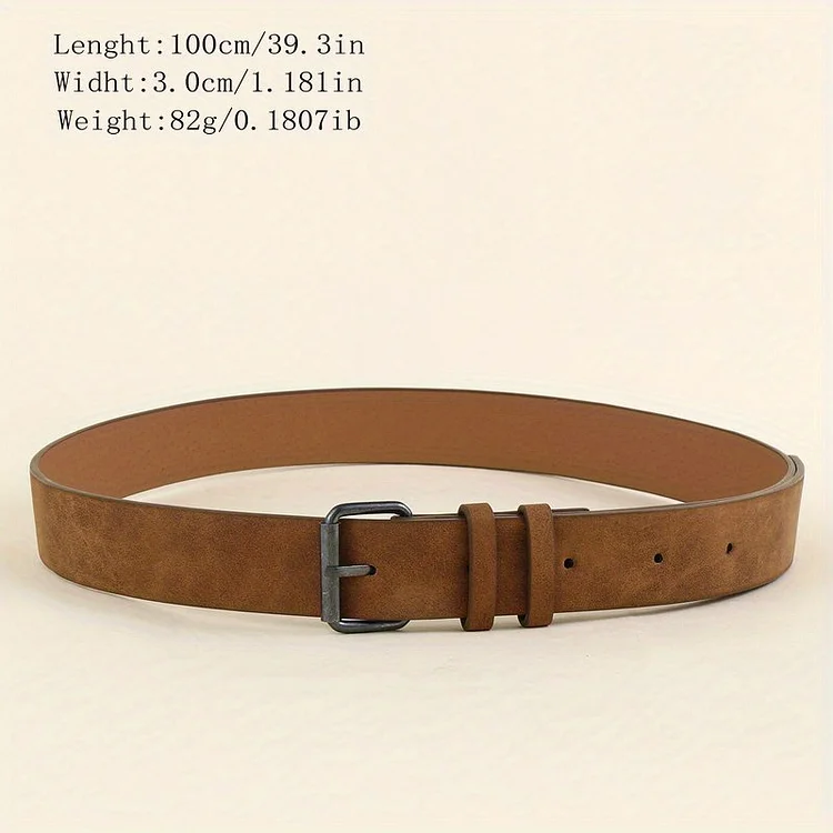 Classic Brown PU Belt Vintage Square Pin Buckle Waistband Classic Jeans Pants Belts For Women & Men