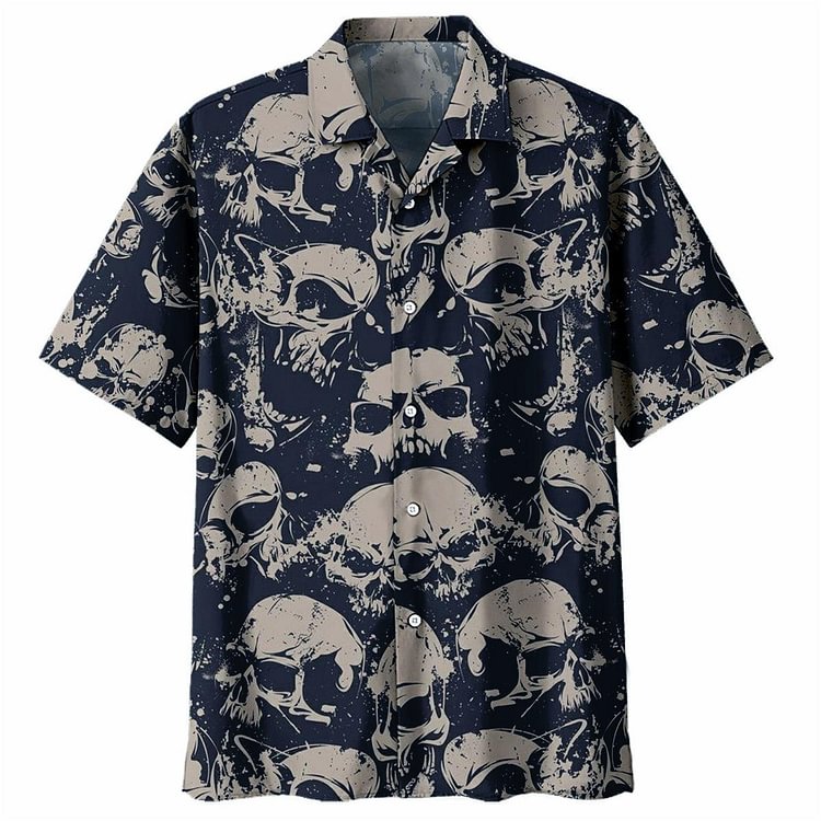 Men's Skull Creative Print Fashion Casual Vacation Shirt