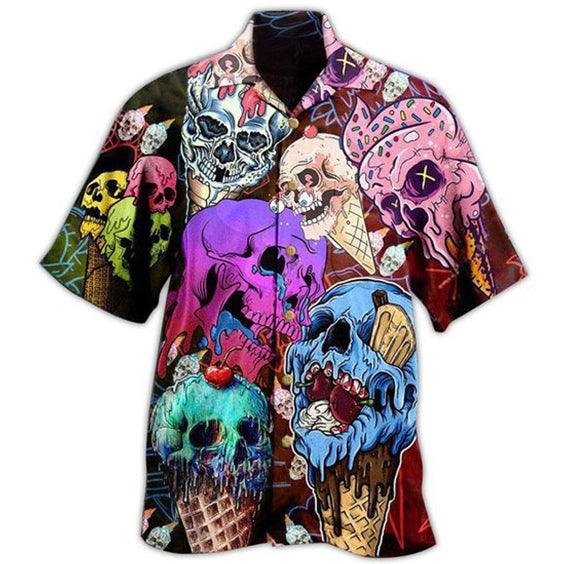 Skull Creative Print Fashion Casual Men's Shirt