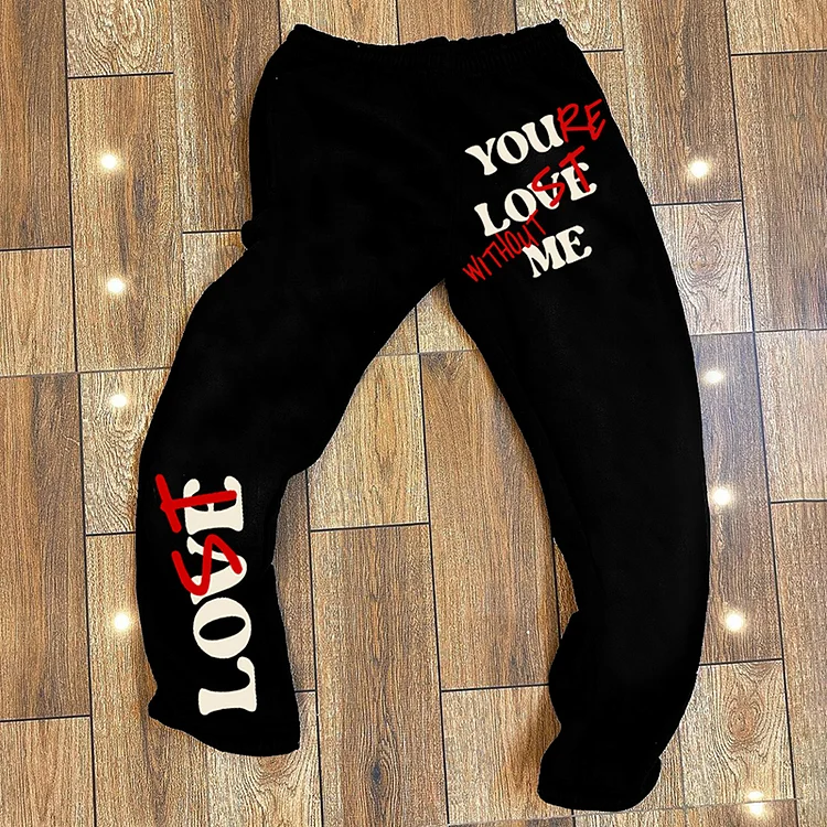 Your Lost Without Me Contrasting Colors Stylish Casual Sweatpants