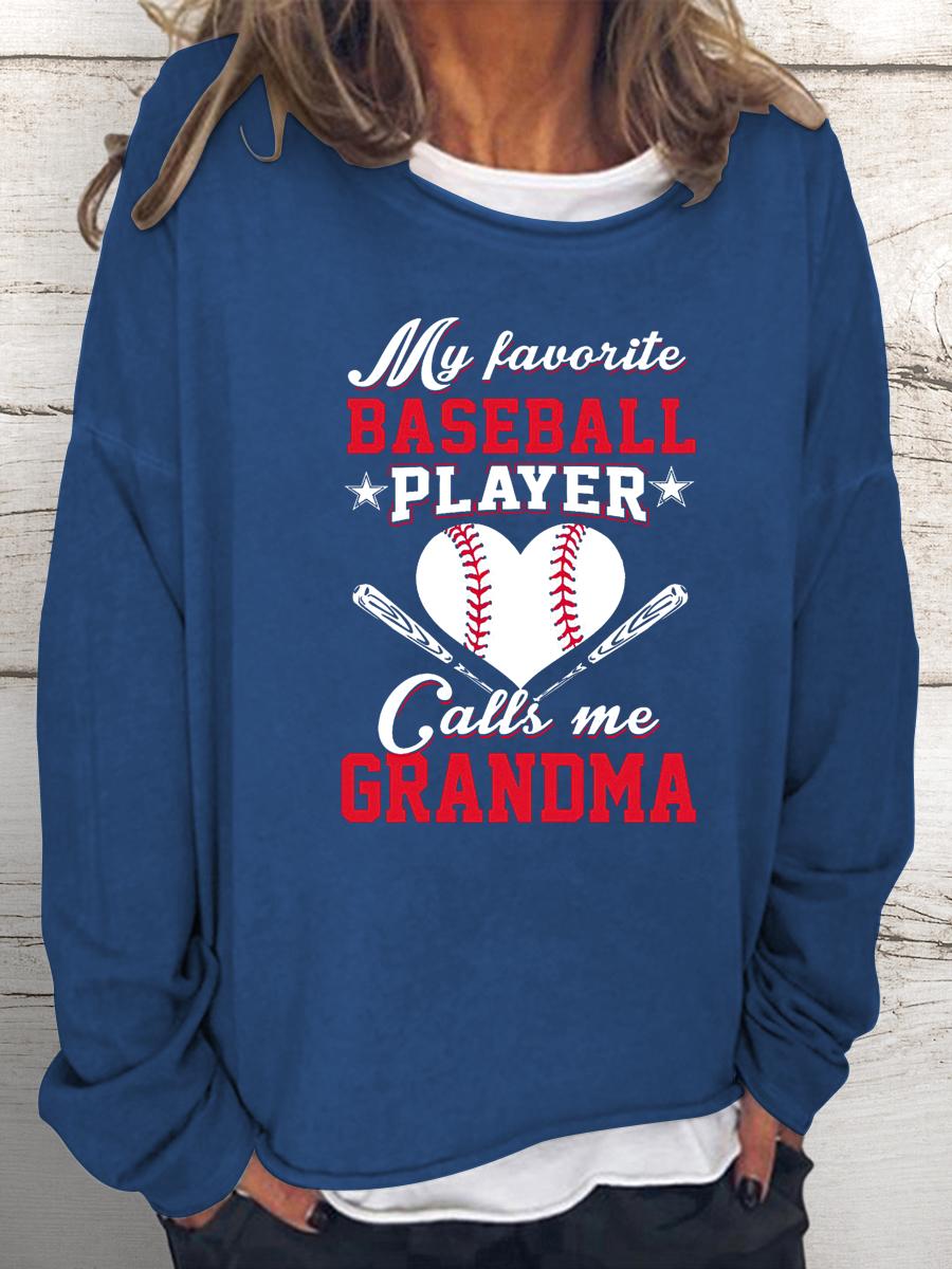 Grandma Baseball Women Loose Sweatshirt-Guru-buzz