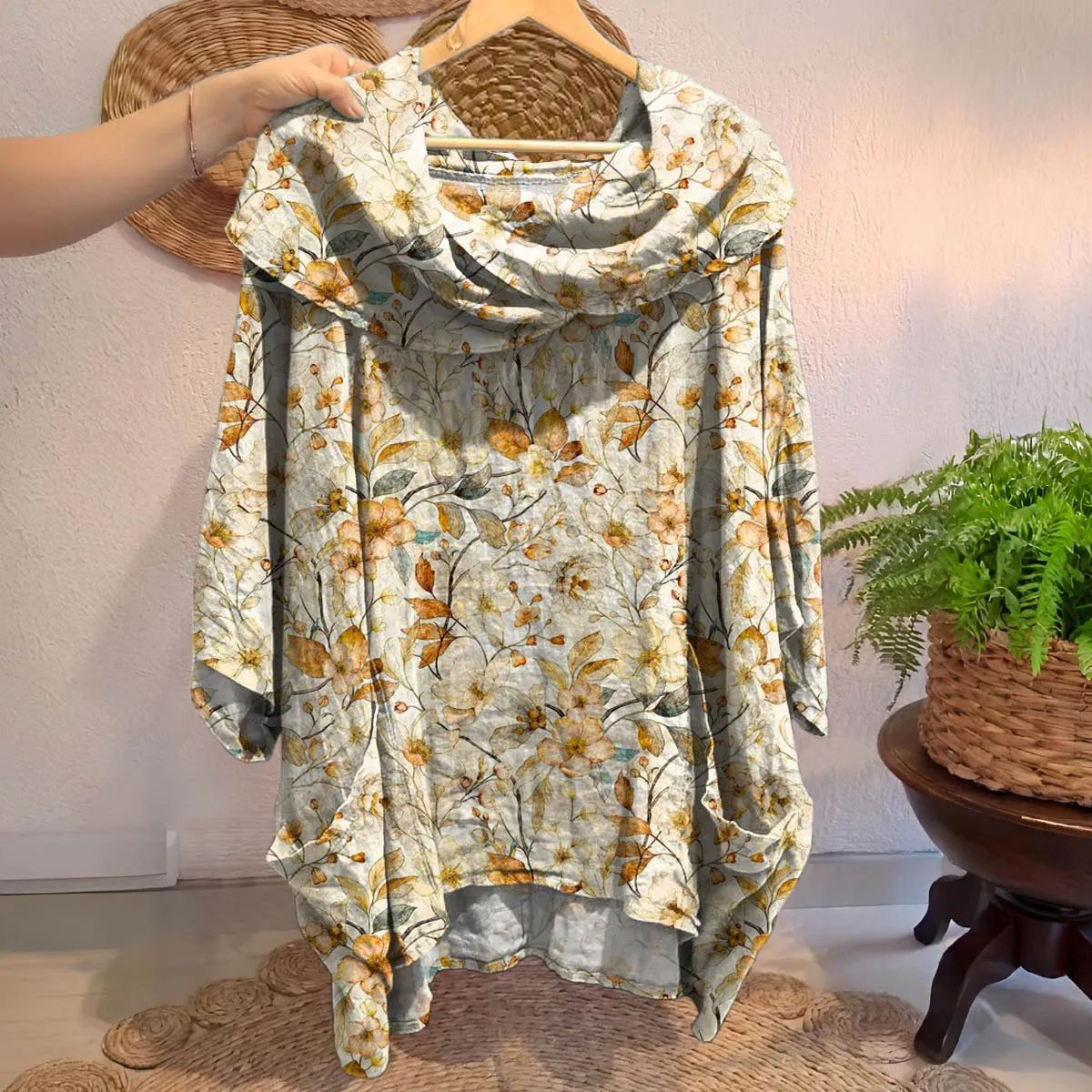 Women's Vintage Floral Art Print Front And Back Wear Short Sleeve ...
