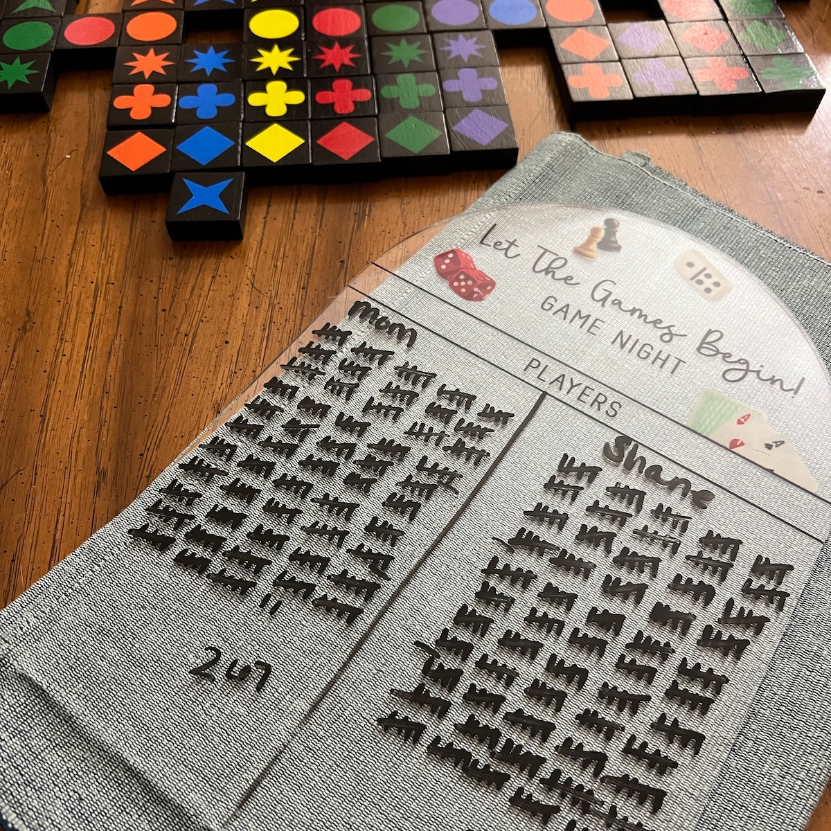 family game night score board