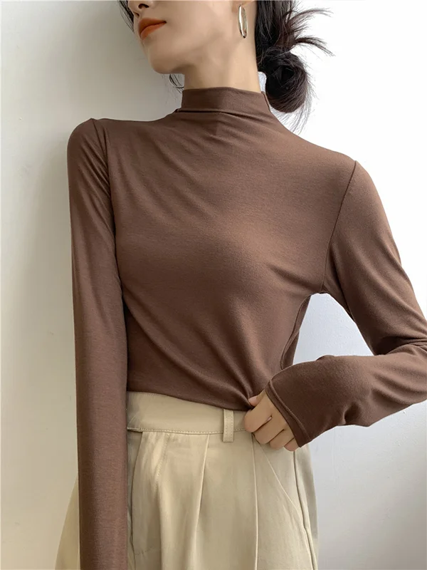Casual Solid Color Slim Long Sleeve T-Shirt
