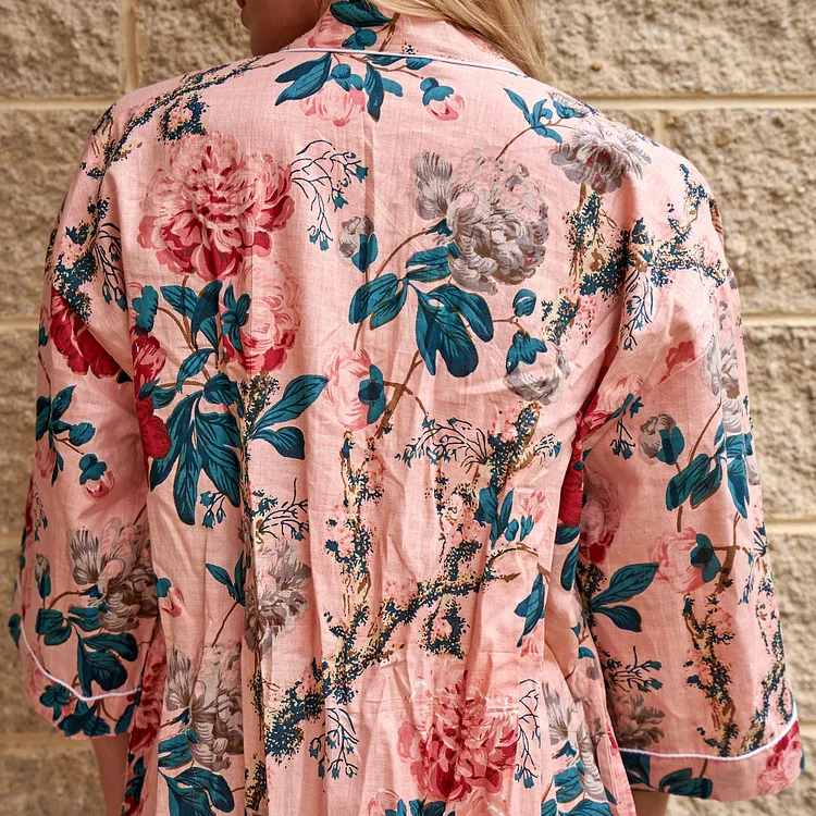 'Blissful Bouquet' 100% Cotton Kimono Robe