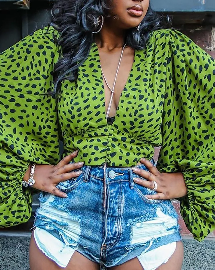 Batwing Sleeve Leopard Print Blouse P10158