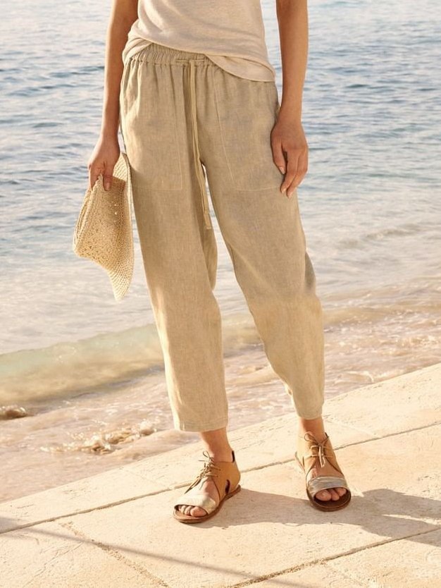Bestdealfriday Solid Linen Casual Pants 9537493