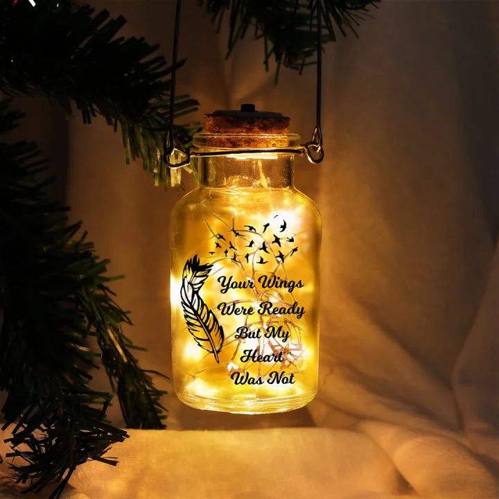 Memorial Jar Night Light Your Wings Were Ready But my Heart Was Not LED Lamp