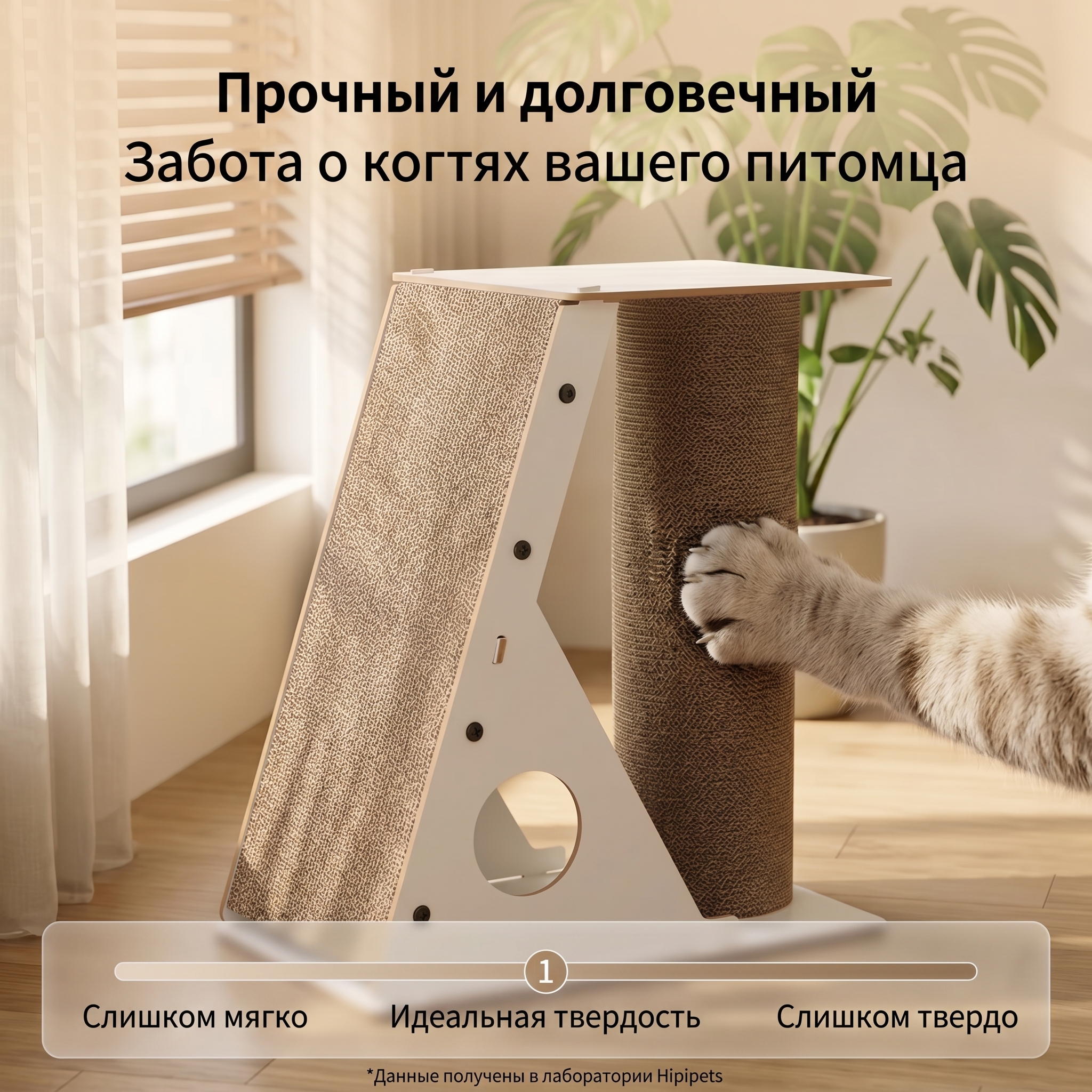 GOPET® Многофункциональный игровой комплекс и домик для кошек — компактный дизайн | Прочная когтеточка из износостойкого картона (доска и столбик) | Игрушка для кошек