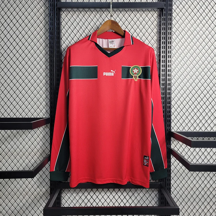Retro long-sleeved 98 Morocco three-passenger   Football jersey retro