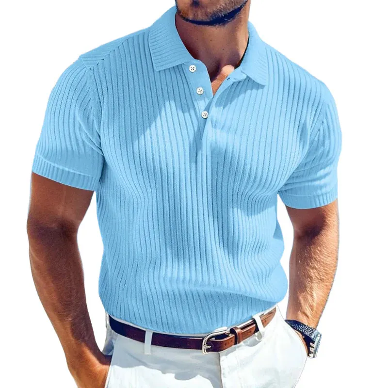 【早い者勝ち】ANEW KNIT POLO SHIRT サイズL Men's Casual Solid Color Soft Knit Lapel Slim Short Sleeve Polo