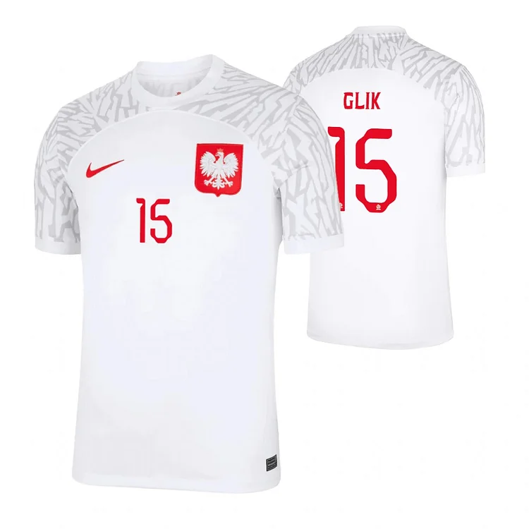 Poland Kamil Glik 15 Home Shirt Kit World Cup 2022
