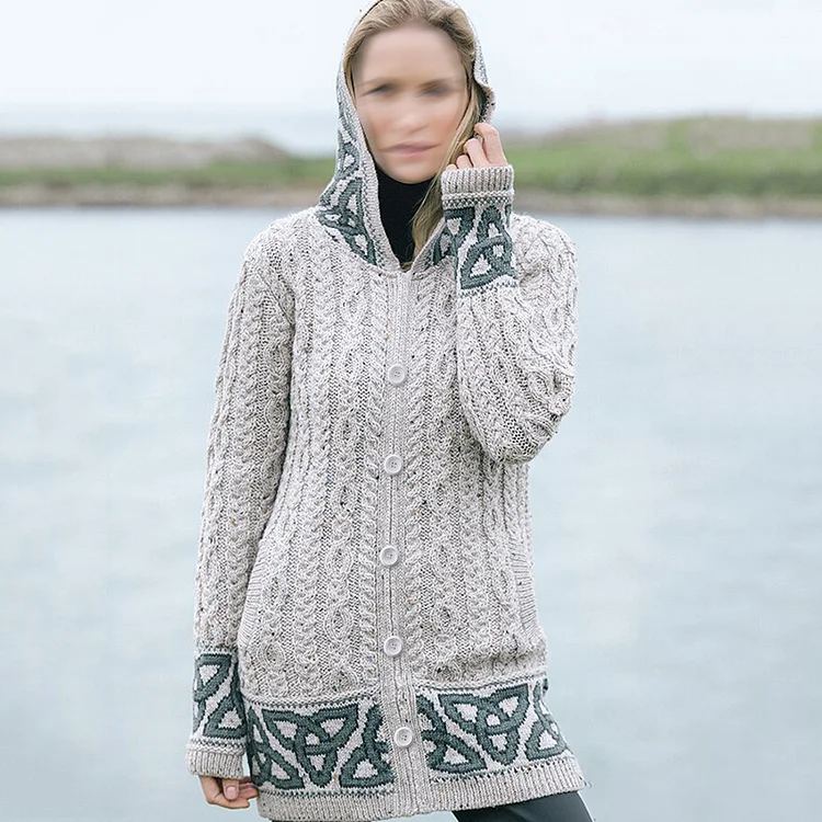 Vintage Celtic Jacquard Knit Cardigan Sweater
