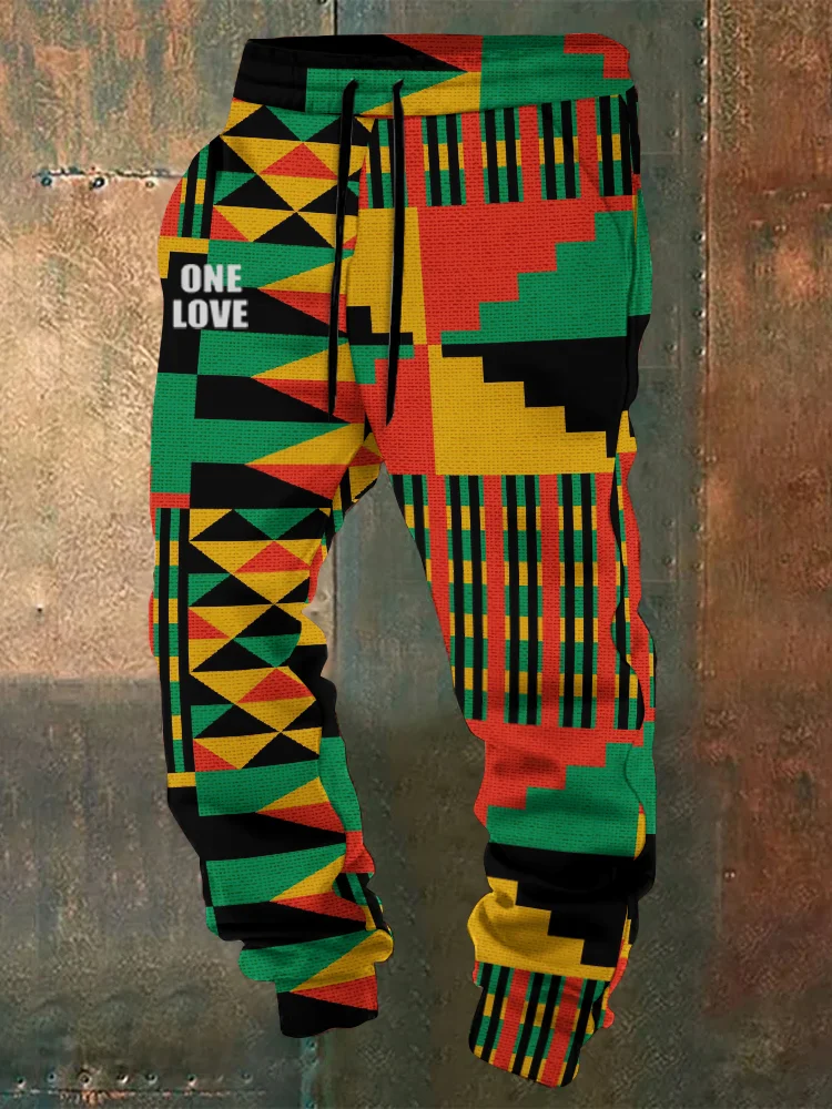 Men's Reggae One Love Ethnic Geometry Art Sweatpants