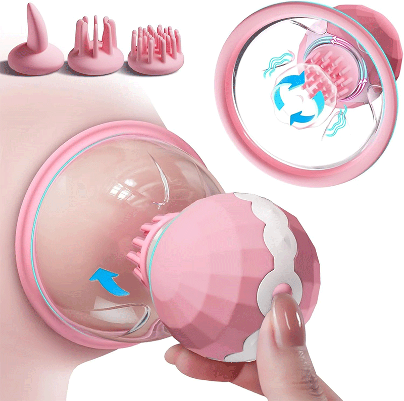 360° Rotating Breast Suckers With 3 Nipple Brushes By Rose Toy