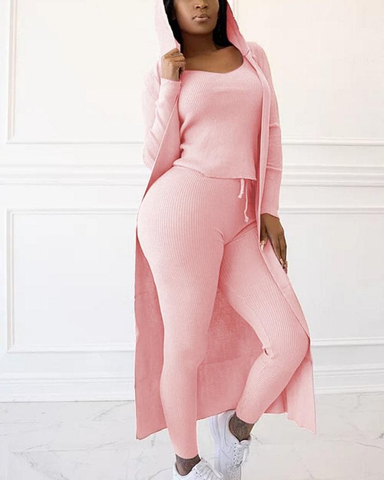 3 pack Ribbed Drawstring Waist Top & Pants Set - Shop Trendy Women's Clothing | LoverChic