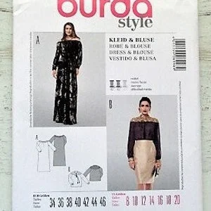 pornhint Pornhint Burda UNCUT 6998 - Women's/Misses' Dress & Blouse w/Long Sleeves - Size 8 10 12 14 16 18 20 - Plus Size BBW - Modern Sewing Pattern