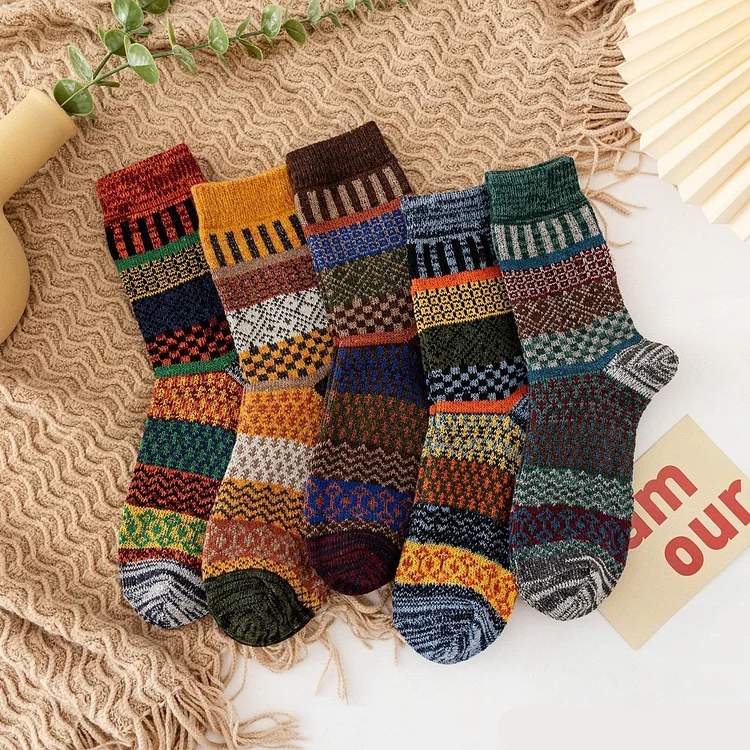 (5 PAIRS) Ethnic Wool Socks