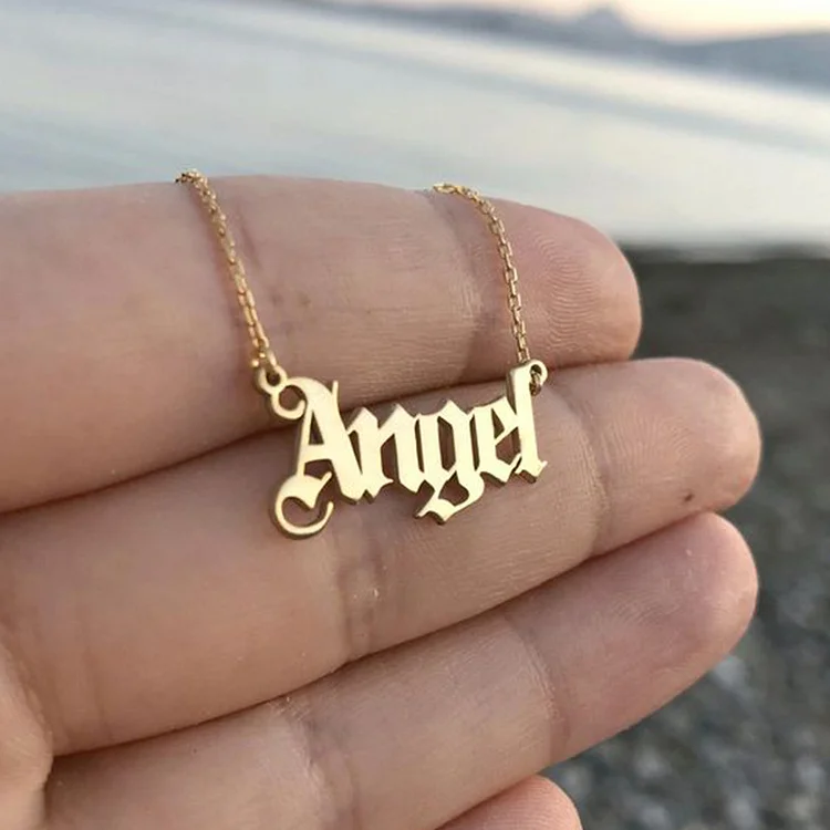 Nz1366 Ornament Fashion Simple Style Letter Angel Necklace Popular Personalized Angel Clavicle Chain