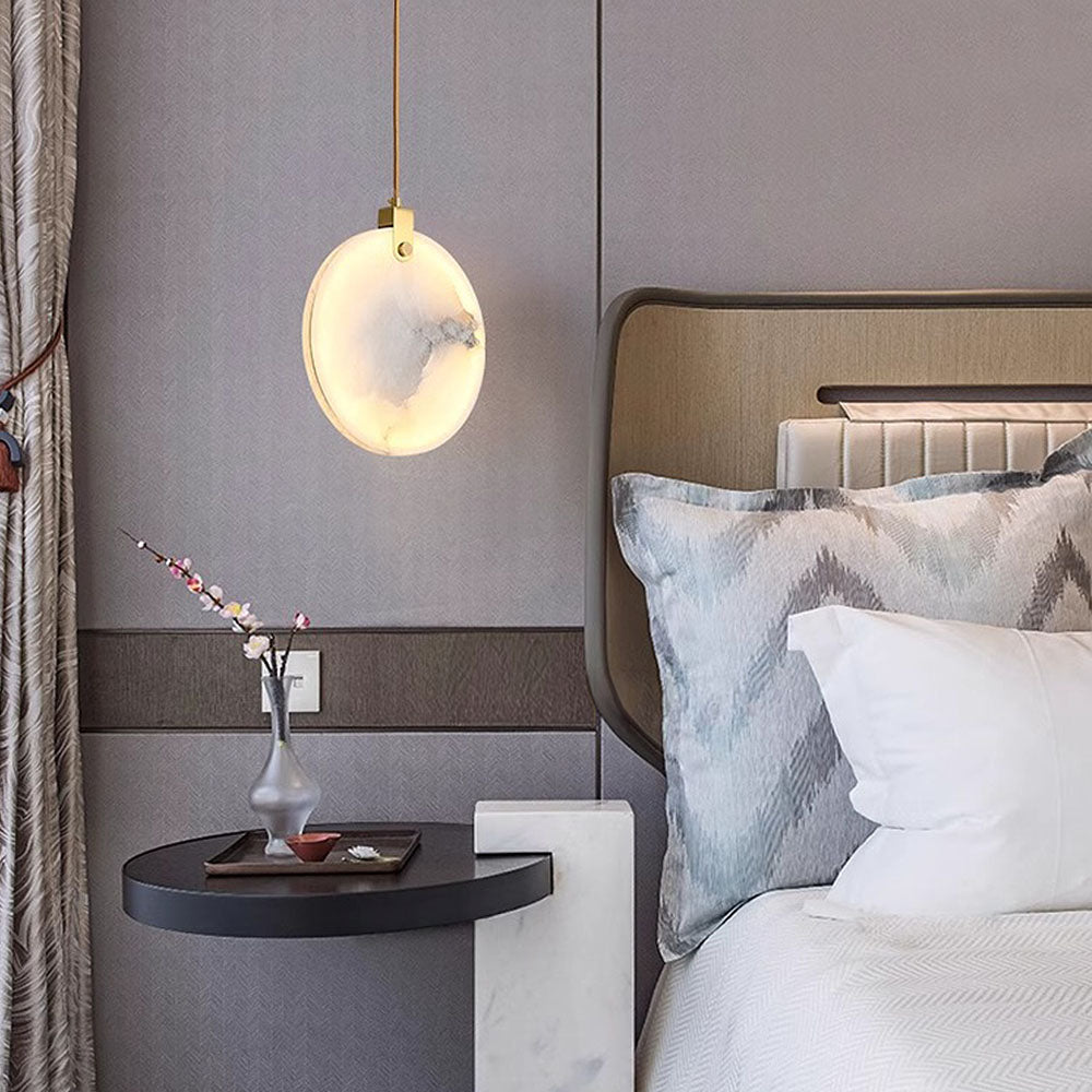 Simple Round LED Alabaster Pendant Lights