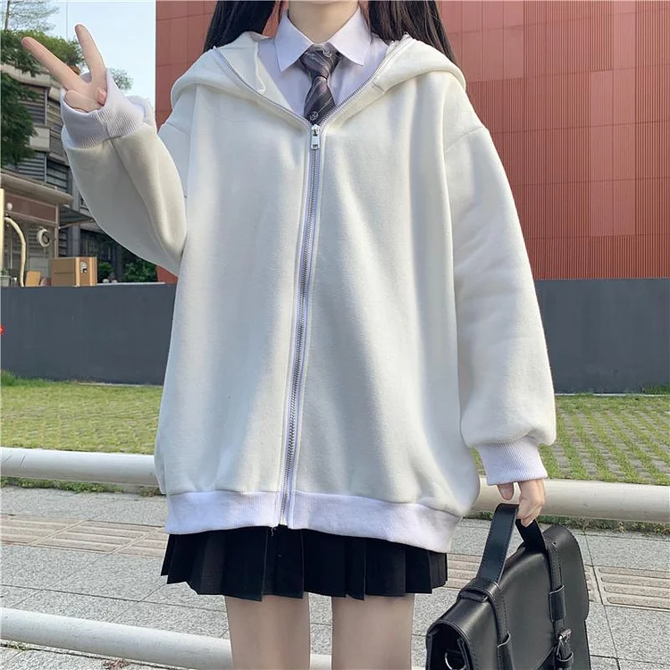 White/Black Bunny Ears Cute Sweater SP16314