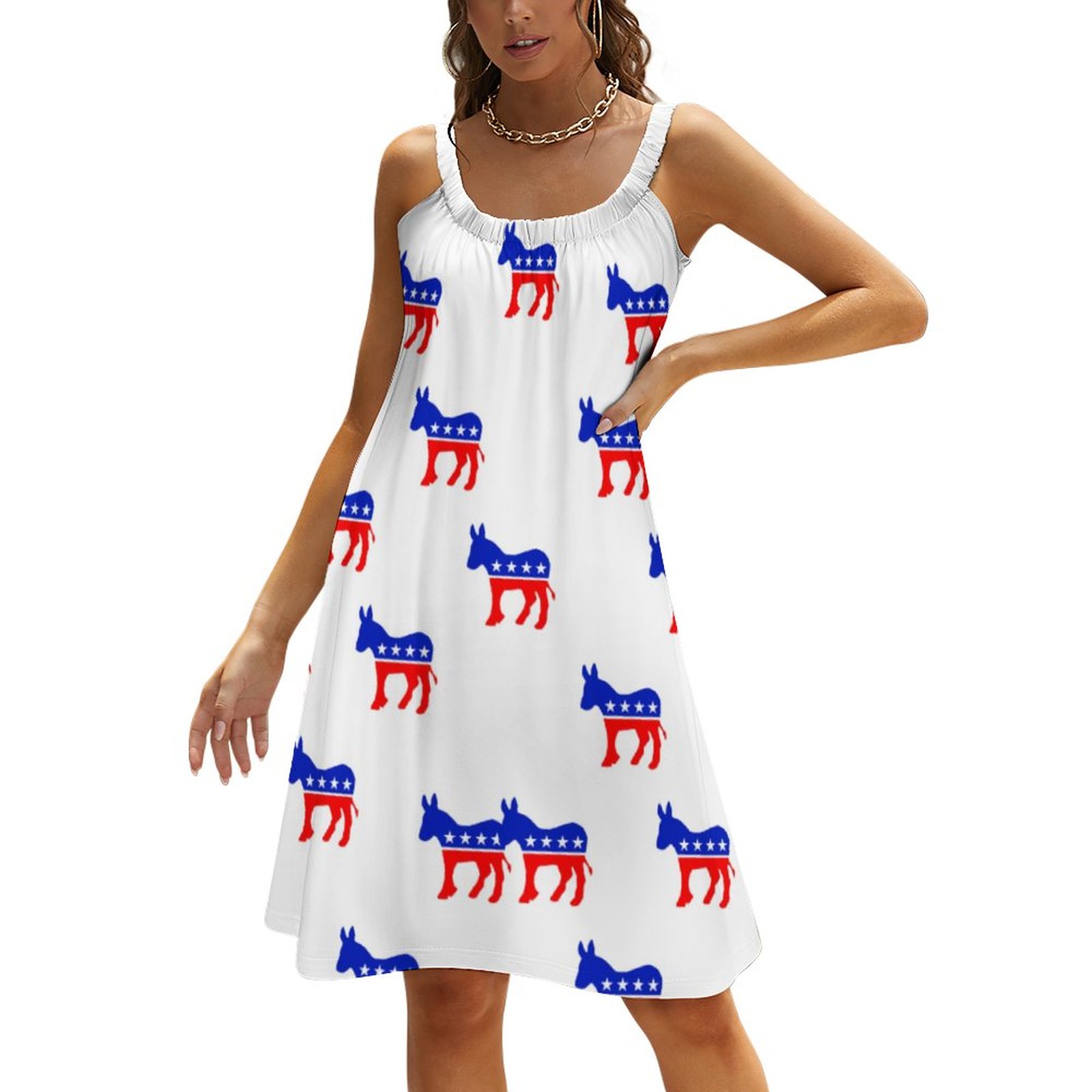 strapless open back dress Girls Summer Red Blue White Tulle July 4th Dress – Auraquise main image 1