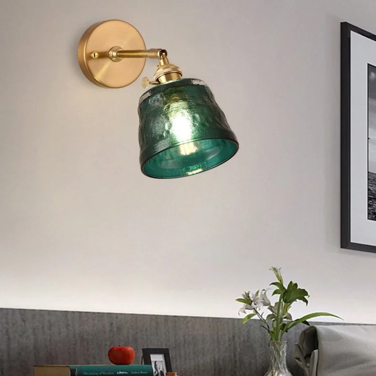 Art Living Room Bedroom Balcony Mirror Bedside Brass Copper Wall Lamp