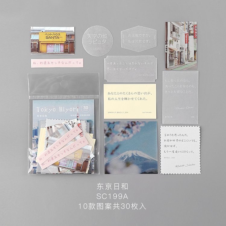 JOURNALSAY 30Pcs Moment Series DIY Mine Journal Decoration Memo Pad No Sticky