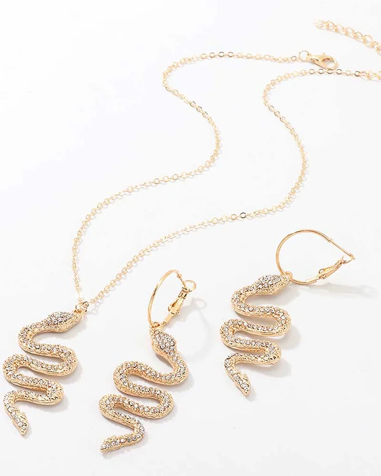 Creative Fashion Serpentine Necklace Earrings Set