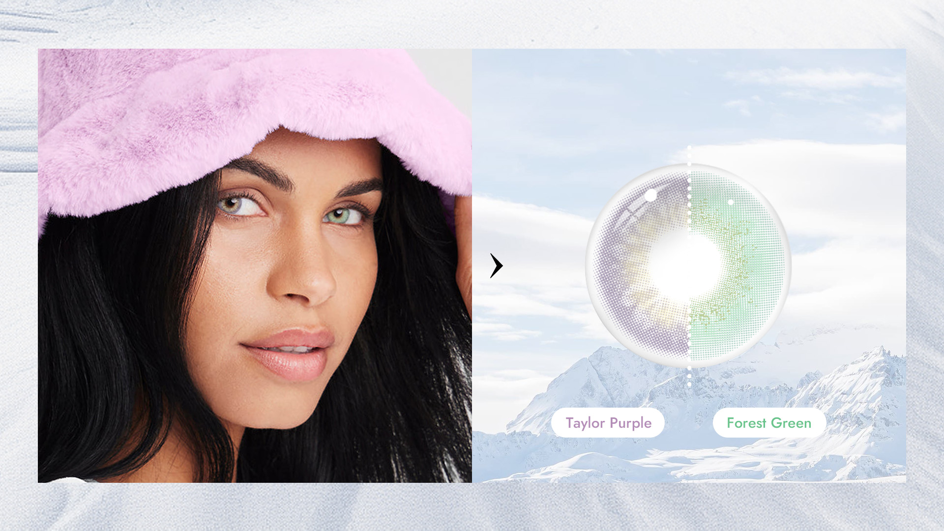 Violet Contacts and green lenses